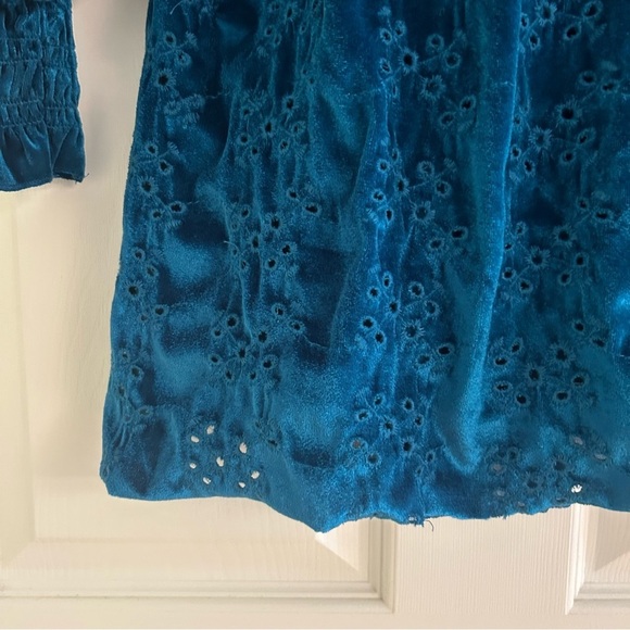 ASOS Blue Velvet Smocked Dress - Picture 5 of 6